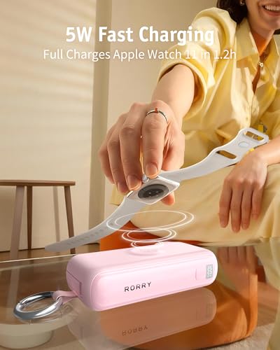 RORRY Flow Portable Charger 10000mAh 40W Wall Plug Power Bank Battery Pack - color: Pink