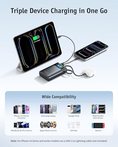 RORRY 45W Portable Charger, 20000mAh Power Bank, iPhone Battery Pack - color: Dark Gray