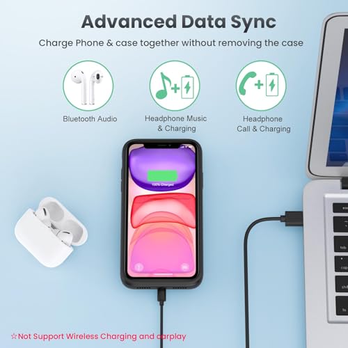 Battery Case for iPhone 11/XR, 7500mAh Ultra-Slim Portable Charging Case Rechargeable Protective Battery Pack for iPhone 11 and iPhone XR External Charger Case 6.1 Inch-Black - color: Black
