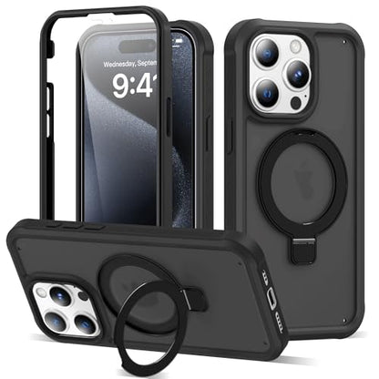 Compatible with iPhone 15 Pro Case with Stand 6.1",Black - color: Black, size: Iphone 15 Pro