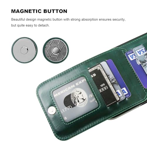 KIHUWEY for iPhone 17 Pro Max Wallet Case Card Holder Kickstand, Dark Green | Credit Card Slots, PU Leather, Magnetic Clasp, Flip Heavy Duty Protection Cover for Men - color: Dark Green