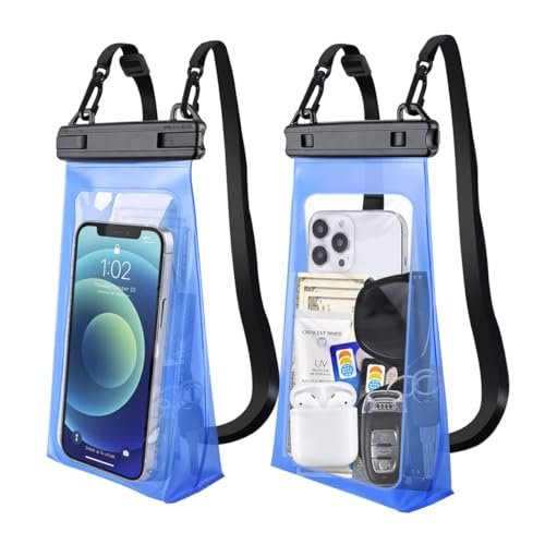 Large Capacity Waterproof Phone Pouch Floating, Waterproof Bag Case for iPhone 15 14 Pro Max 13 12 11 X XR 8 Plus Samsung Up to 6.9'', IPX8 Water Proof Phone Dry Bag for Swimming Kayaking, 1Pack - color: Larger Blue, 1 Piece