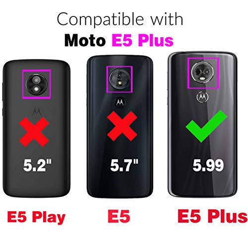 Asuwish Compatible with Moto E5 Plus E 5 Supra Wallet Case Tempered Glass Screen Protector and Flip Card Holder Stand Accessories Phone Cases for Motorola E5+ MotoE5plus 5E 5th Generation E5plus Blue