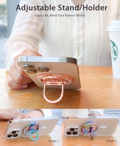 Magnetic Phone Grip Holder | Stylish Twinkle Transparent with Phone Ring Holder for Phone & Android, Rosegold - color: rosegold