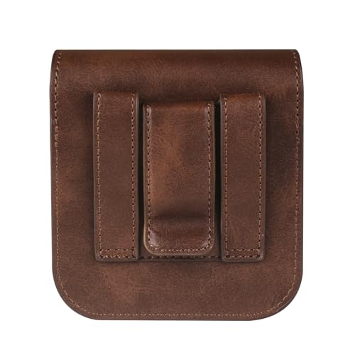 Cellphone Waist Bag with Card Holder Compatible with Samsung Galaxy Z Flip 6/Z Flip 5/Z Flip 4/Z Flip 3/Z Flip 4G 5G, Mens Leather Holster Case with Belt Clip Carrying Case Waist Bag for Cellphone - color: Brown
