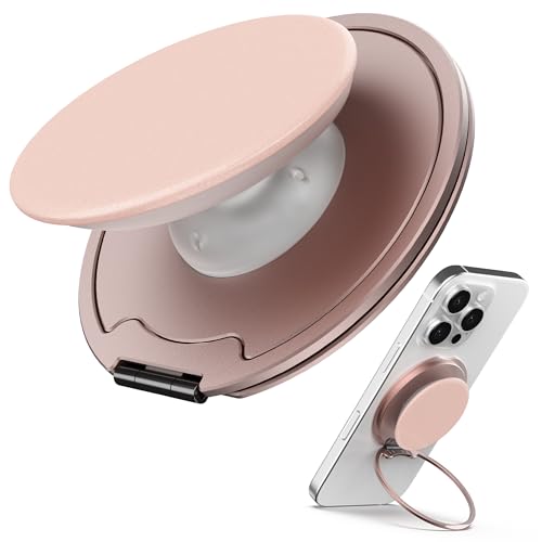 Sinjimoru Magnetic Phone Grip for MagSafe, Kick-Out Ring Stand, Pink - color: Metallic Pink