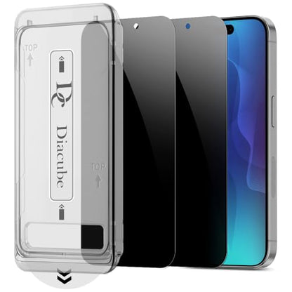 2 PACK Privacy Screen Protector for iPhone 17, [27° Anti-Spy] 9H Hardness Shatterproof Tempered Glass with [Easy Installation Frame with Auto Dust Removal] Bubble Free, Case-Friendly, HD Full Coverage - size: iPhone 17