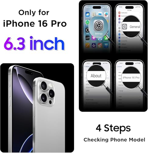 Compatible with iPhone 16 Pro Case Waterproof, Built-in Screen & Camera Protector IP68 Underwater Full Body 16FT Military Dropproof Shockproof Phone Case 6.3"-Black/Clear - color: Black, size: iPhone 16 Pro