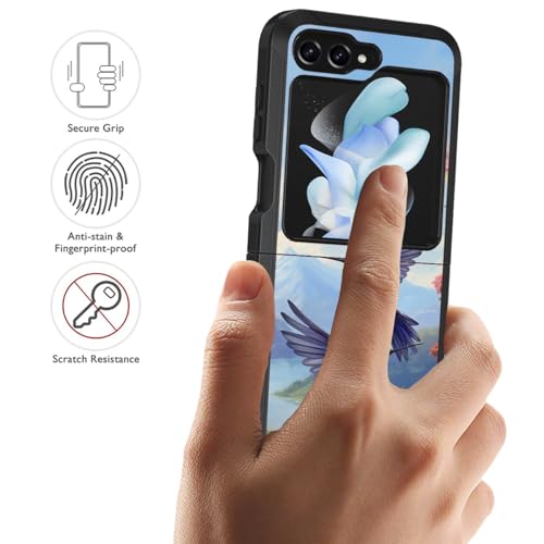 for Samsung Galaxy Z Flip 5 Case, Heavy Duty Dual Layer Hybrid Military Grade Shockproof Drop Folding Protective Cover for Samsung Galaxy Z Flip 5 5G 2023, Hummingbird - color: Hummingbird