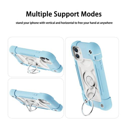 MARKILL Compatible with iPhone 11 Case 6.1 Inch with 360°Rotate Ring Stand, Military Grade Drop Protection Full Body Rugged Heavy Duty Case 3 in 1 Protective Cover - color: Ice Blue, size: iPhone 11 6.1"