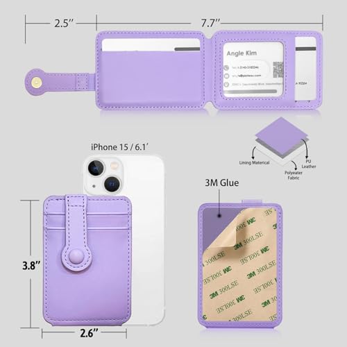 M-Plateau Phone Wallet Stick On – Adhesive Card Holder, Durable & Stylish Multi-Functional Wallet Attachment for Cell Phones, Secure and Slim with Adhesive(Lavender) - color: Lavender
