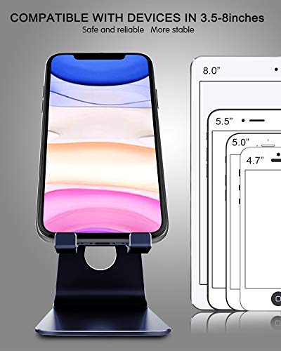 CreaDream Aluminum Cell Phone Stand, Adjustable Phone Holder for Desk - color: Navy Blue