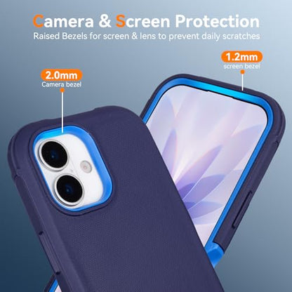 for iPhone 17 Case with Belt Clip Holster & Kickstand, Blue | Anti-Drop, 4 in 1 Heavy Duty Shockproof Protection for iPhone 17 Case Rugged - color: Blue