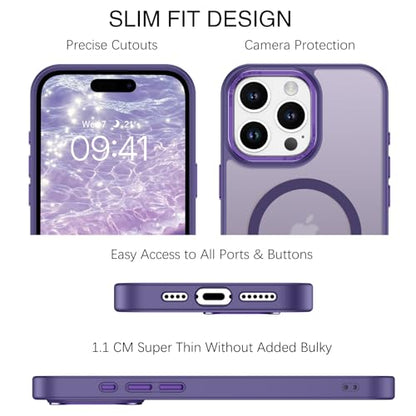 BENTOBEN Magnetic for iPhone 16 Pro Max Case,(Compatible with MagSafe) (Military Grade Drop Protection) Slim Translucent Matte Shockproof with Anti-Fingerprint Phone Case 6.9",Deep Purple - color: Deep Purple