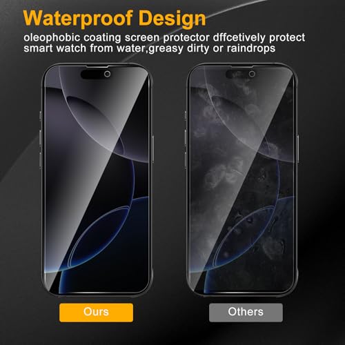 3 Pack Privacy Screen Protector for iPhone 17/17 Pro, iPhone 16 Pro, Anti Spy Tempered Glass 9H Hardness, Black Protector Anti Spy, Bubble Free, Anti-Scratch - size: iPhone 17/17 Pro/16 Pro FK3
