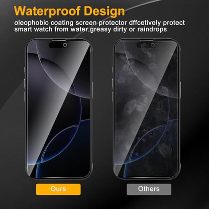 3 Pack Privacy Screen Protector for iPhone 17/17 Pro, iPhone 16 Pro, Anti Spy Tempered Glass 9H Hardness, Black Protector Anti Spy, Bubble Free, Anti-Scratch - size: iPhone 17/17 Pro/16 Pro FK3
