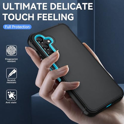 for Samsung Galaxy A16 5G Case : 3-Layer Shockproof Phone Cover with HD Screen Protector,Hybrid Protective Military-Grade for Galaxy A16 5G Phone Case (Black/Glacier Blue) - color: Black/Glacier Blue