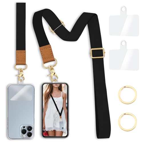 Yonlevres Phone Lanyard Crossbody Strap Wrist Neck Adjustable Women Black - color: 0 Black