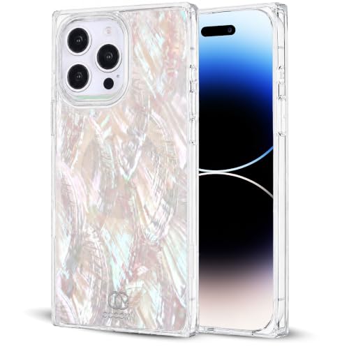 COCOMII Rectangle for iPhone 14 Pro Case, Natural Real Mother of Pearl | Compatible with MagSafe Wireless Charging, Shockproof 10ft Drop Protection, Camera & Screen Protection, Premium Glossy Finish - color: Natural Real Mother of Pearl, size: iPhone 14 P