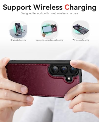 OCASE for Samsung Galaxy S26 Detachable Wallet Case with Card Holder, [2 in 1] PU Leather Flip Folio Case with RFID Blocking Stand Wrist Strap Shockproof Phone Cover 2026, Burgundy - color: Burgundy, size: Samsung Galaxy S26