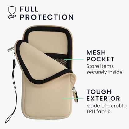 kwmobile Universal Phone Pouch Size XL - 6.7/6.8" - Neoprene Smartphone Pouch with Zip - Water-Repellent Mobile Phone Case - Sleeve in Cream - color: cream, size: XL - 6.7/6.8"