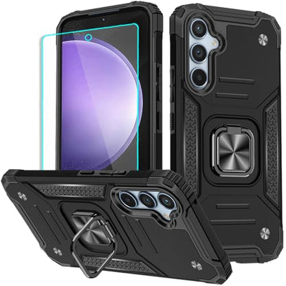 for Samsung S23 FE Case: S23 FE Case with Screen Protector: (Heavy Duty) Military Grade 360° Rotatable Kickstand Shockproof Protective Cases for Samsung Galaxy S23 FE (Black) - color: Samsung S23 FE Case Black