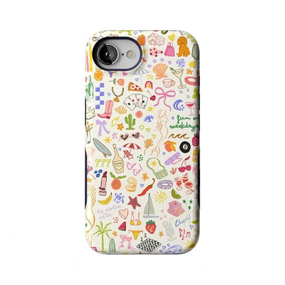 Casely iPhone 16e Case | All The Fun Things | Fun on Weekdays | Bold Protective Design | Compatible with MagSafe - color: All the Fun Things | Fun on Weekdays