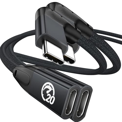 Right Angle USB C Extension Cable 1.6FT 2Pack, USB-C 3.2 Male to Female - color: BLACK, size: 1.6FT(2PACK)