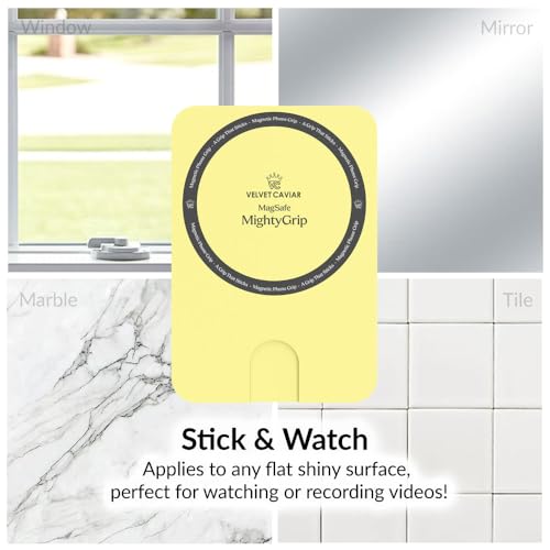 Velvet Caviar Suction Cup Phone Case Mount Compatible with MagSafe Devices Only - Magnetic Silicone Sticky Phone Grip Holder for iPhone Back of Phone - Mirror Gripper (Butter Yellow) - color: Butter Yellow