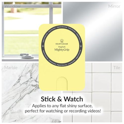 Velvet Caviar Suction Cup Phone Case Mount Compatible with MagSafe Devices Only - Magnetic Silicone Sticky Phone Grip Holder for iPhone Back of Phone - Mirror Gripper (Butter Yellow) - color: Butter Yellow