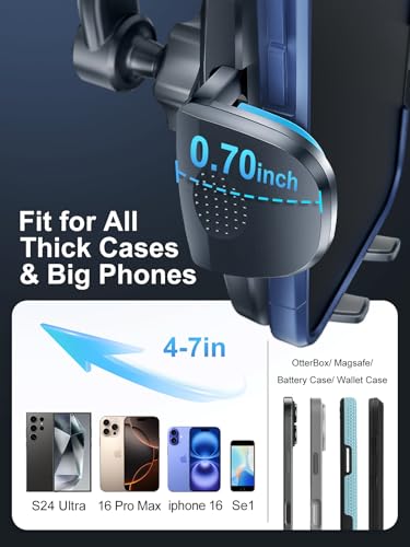 Rorhxia Car Vent Phone Mount, [Never Blocking Vent, Enjoy The Comfort of The A/C] Hands-Free Universal Extension Clip Air Phone Holder Car Fit for All Phones iPhone 17 16 15 14 13 12 Samsung More