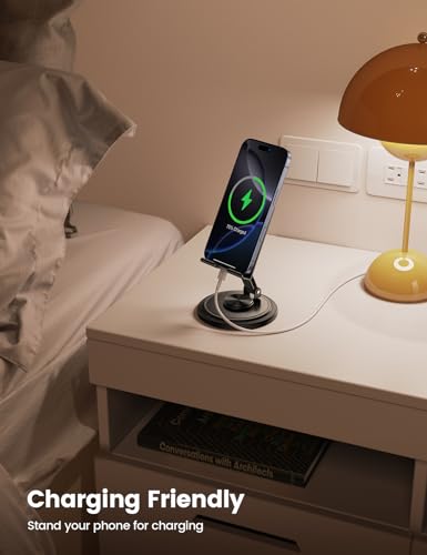 Lamicall 360° Rotation Cell Phone Stand for Desk, Sturdy Phone Holder - color: Black