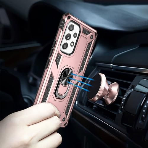 for Samsung A53 5G Case, Galaxy A53 5G Case with HD Screen Protector, [Military Grade 16ft. Drop Tested] Ring Shockproof Protective Phone Case for Samsung Galaxy A53 5G,Rose Gold - color: Samsung Galaxy A53 5G Case Rose Gold