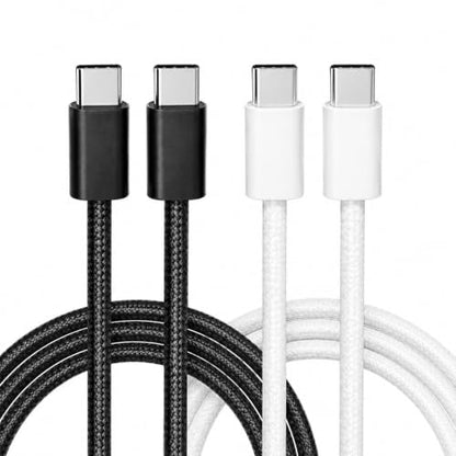 HIFI WALKER USB C to USB C Cable 2 Pack, 3.3ft Braided Cord, Black & White