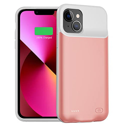 Battery Case for iPhone 13 Mini, Enhanced 6500mAh Ultra Thin Portable Protective Power Smart Charging Case Compatible with iPhone 13 Mini (5.4 inch) Rechargeable Extended Battery Charger Case (Pink) - color: Pink