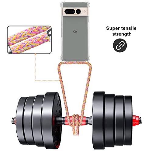 for Google Pixel 7 Pro Phone Case Clear Adjustable Shoulder Neck Lanyard Crossbody Cover Women Girls Soft TPU Slim Shockproof Protective Hanging Strap Mobile Case for Pixel 7 Pro - Rainbow - size: Google Pixel 7 Pro