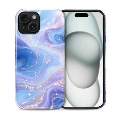 Case for iPhone 15 Plus, Shockproof Hybrid Protective Phone Case, Dual-Layer Drop Protection Anti-Scratch, Blue Purple Fluid - color: Blue Purple Fluid, size: iPhone 15 Plus