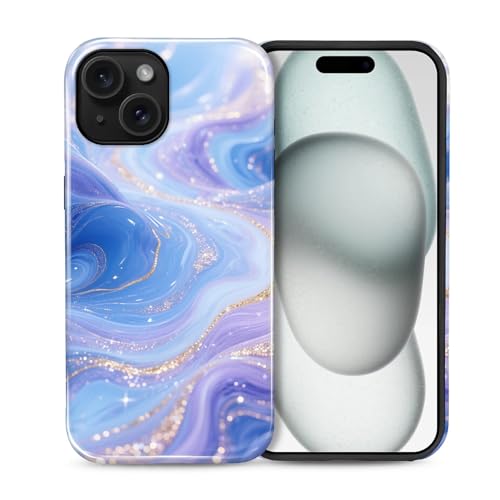 Case for iPhone 15 Plus, Shockproof Hybrid Protective Phone Case, Dual-Layer Drop Protection Anti-Scratch, Blue Purple Fluid - color: Blue Purple Fluid, size: iPhone 15 Plus