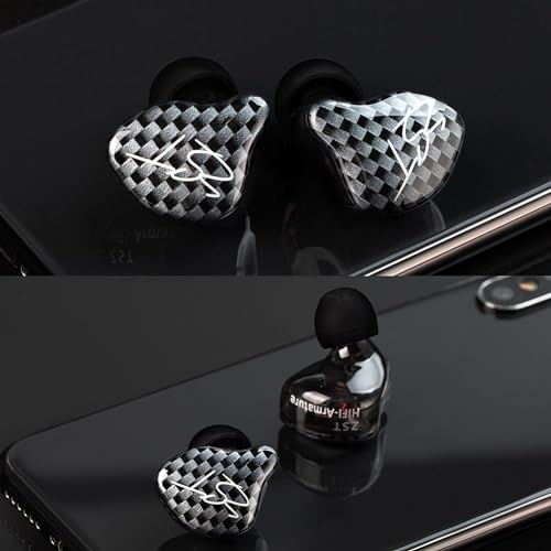 YINYOO KZ-ZST Hybrid Banlance Armature with Dynamic in-Ear Earphone 1BA+1DD HiFi Headset Wired Earbuds IEM Headphones Gaming Earbuds (Black-zst with Microphone) - color: black, size: 3.5mm-With Microphone, style: 3.5mm-With Microphone
