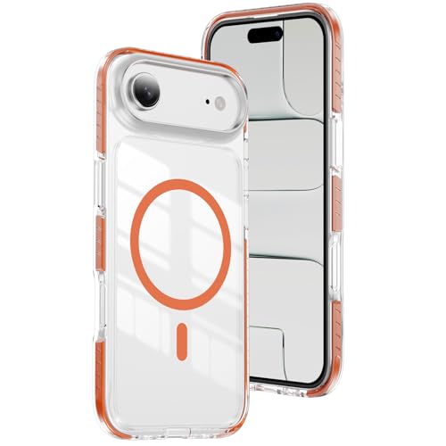 Magnetic for iPhone Air Case Clear Cute Shockproof Orange CT | Compatible with MagSafe,Transparent TPU Bumper,Anti-Yellowing,Military Grade Drop Protection,Slim,Phone Case for Girls women - color: Orange, size: iPhone Air 6.5"