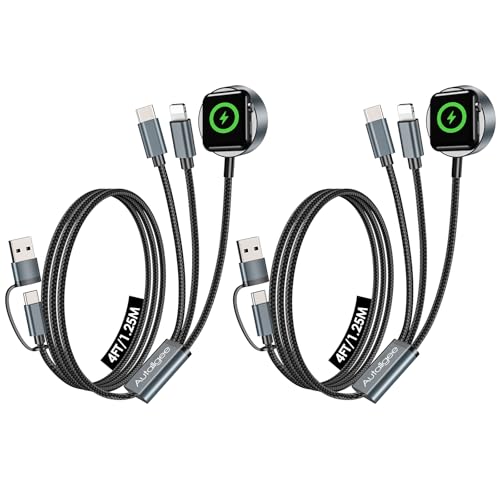 2Pack Travel Essentials for Apple Watch Charger,3 in 2 Charging Cable - color: Black, size: 2Pack-4FT