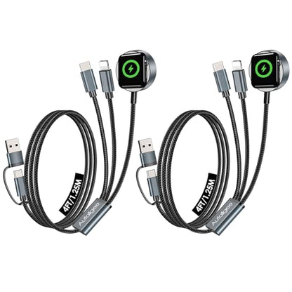 2Pack Travel Essentials for Apple Watch Charger,3 in 2 Charging Cable - color: Black, size: 2Pack-4FT