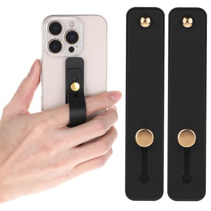 Ymapinc 2Pcs Phone Case Holder Strap, Phone Loops for Back of Phone Black Silicone Kickstand Cell Phone Strap Grip Holder for Most Mobile Phones and Cell Phone Case - color: Black