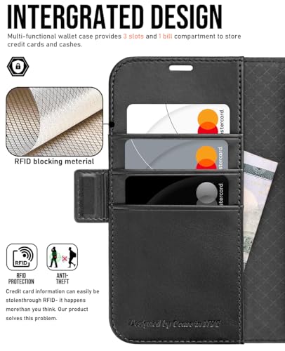 OCASE Compatible with iPhone 16 Pro Wallet Case, PU Leather Flip Folio Case with Card Holders RFID Blocking Kickstand [Shockproof TPU Inner Shell] Phone Cover 6.3 Inch 2024, Retro Graphite | RFID Blocking, Flip Case, Magnetic Clasp, PU Leather Wallet Case