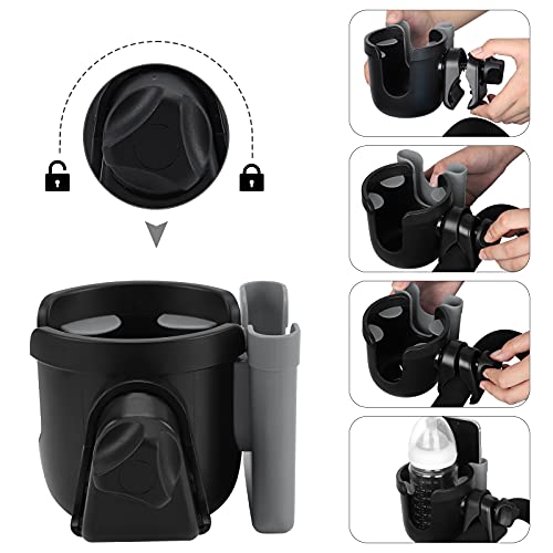 Accmor Wheelchair Cup Holder with Phone Holder, ﻿Universal 360° Rotatable Walker Cup Holder Rollator Scooter Accessory - color: Grey