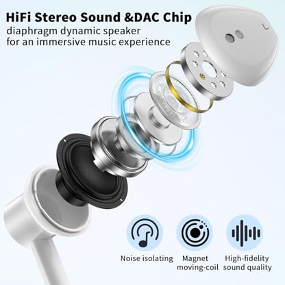 USB C Earbuds Wired Headphone for iPhone 18 Pro Max 17 16 17e,White - color: White