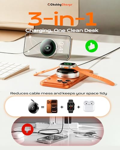 3 in 1 Wireless Charger for iPhone, Watch & AirPods, Black - color: Black