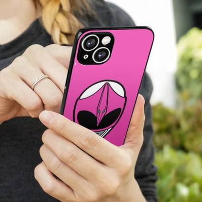 Power Rangers Pink Ranger Helmet Protective Slim Fit Plastic Bumper Case - color: iPhone 14 (Fits 6.1 Inch Display)