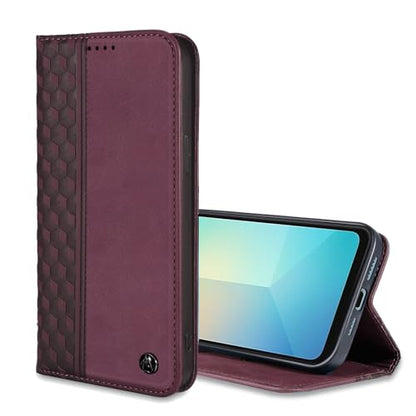 Wallet Case for Samsung Galaxy A06 5G 2025 - PU Leather Flip Cover with Card Holder Slots, Strong Magnetic Folio Kickstand Phone Case, Wine Red - color: Wine Red, size: Samsung Galaxy A06 5G 6.7"