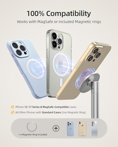 Nulaxy Magnetic Full Aluminum Cell Phone Stand with 360 Rotating, Silver - color: B-Silver
